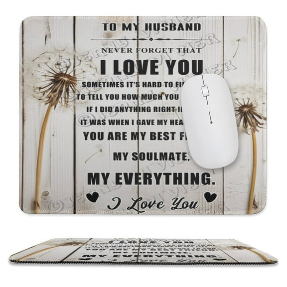 to My Husband,Husband Gifts for Birthday Christmas Day Valentine's Day Father's Day from Wife, Dandelion Mouse Pad - Studio Series, Computer Mouse Mat 10"x12"