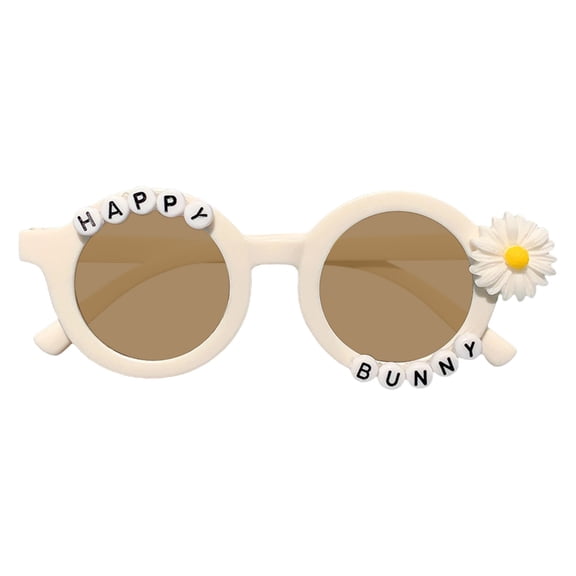 A Childrens Sunglasses Cute Little Round Sunflower Summer Sun Protection Casual Kids Trend Sunglasses Off White Frame Plastic