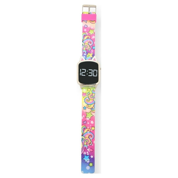 Wonder Nation Childrens Unisex Touch LED Watch with Silicone Strap in Rainbow with Unicorn Dial (WN4256WM)