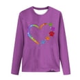 thumbnail image 4 of Pimelu Valentines Day Shirts Women Spring Tops for Women Loose Long Sleeve Round Neck Casual Pullover Blouses Valentines Trendy Dog Paws Heart Print Tshirts, 4 of 5