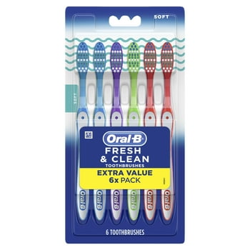 Oral-B Fresh & Clean Toothbrushes, Soft, 6 Count