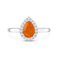 thumbnail image 4 of Rosec Jewels Teardrop Fire Opal Ring with Diamond for Women, 14K White Gold, US 4.50, 4 of 9