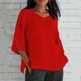 thumbnail image 2 of Summer Plus Size Womens 3/4 Sleeve Tops V Neck, 2 of 6