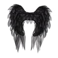thumbnail image 4 of Accesorios de disfraz de alas de ángel para cosplay para fiestas temáticas de Halloween y festivales. Negro, 4 of 8