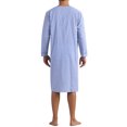 thumbnail image 3 of INSPIRE CHIC Men's Sleepshirts Striped Loose Fit V-Neck Sleepwear with Pocket M Blue, 3 of 6