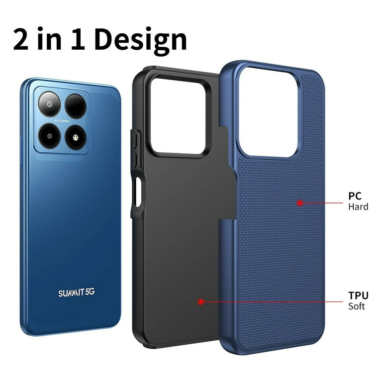 TJS for Boost Summit 5G Phone Case, with Tempered Glass Screen Protector,  Slim Dual Layer Hybrid Shockproof Rugged Phone Cover for Boost Mobile  Summit 5G (Blue) - Walmart.com