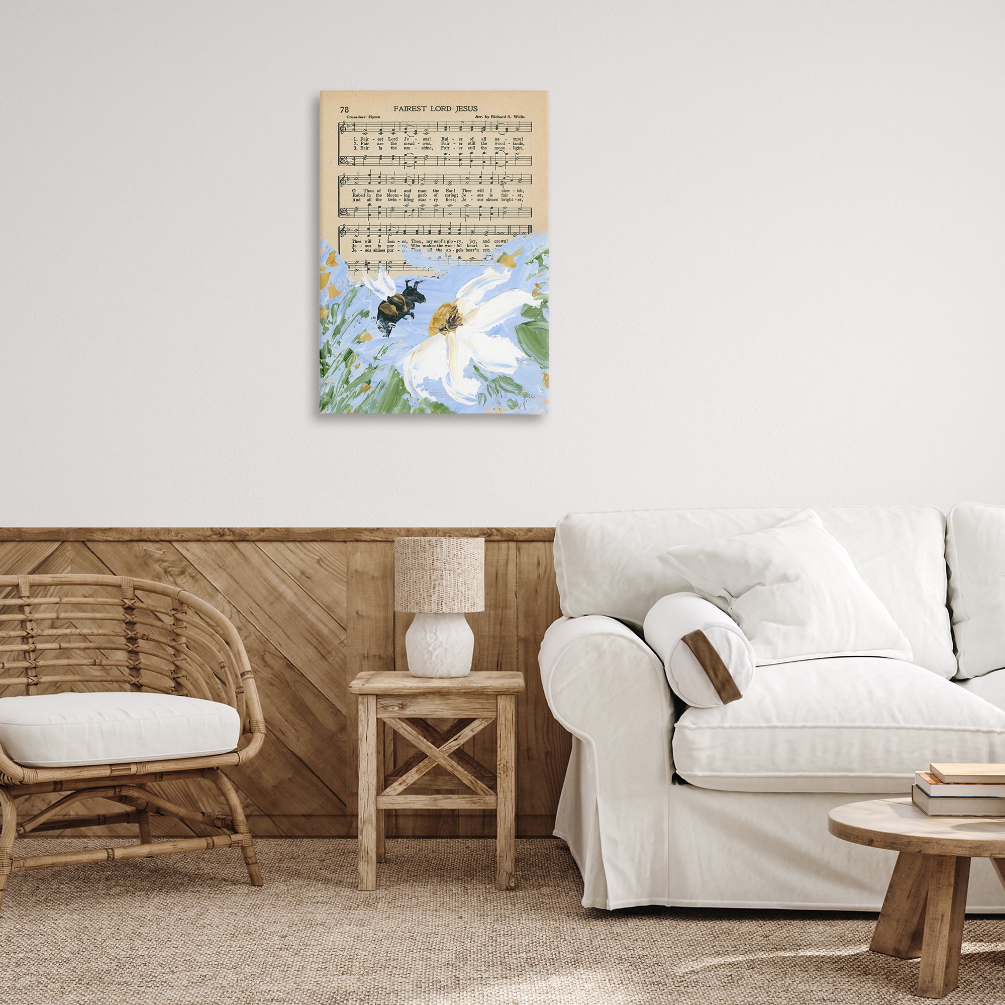 Stupell Industries Floral Music Hymn Religious Painting Gallery Wrapped Canvas Art Print Wall Art, 20 x 30