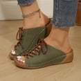 thumbnail image 5 of Women's Tie Wedge Slippers-Women's Solid Color Fish Mouth Sandals,Lace Up Thick Sole Slides Sold by WHLBF 37, 5 of 9