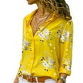 thumbnail image 2 of Women Lapel Long Sleeve Blouse Girls Floral Pattern Loose Style Tops Shirt, 2 of 6