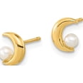 thumbnail image 2 of 14K Yellow Gold Polished Half Moon 2.5-3mm Freshwater Cultured Pearl Post Earrings (7 X 6) Made In Spain ye2054, 2 of 5
