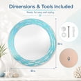 thumbnail image 6 of Head West Mosaic Printed Reeded Tiled Sea Glass Aqua Blue Round Wall Mirror Decor 30x30", 6 of 8