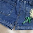thumbnail image 5 of Avrnliq Kids Girls High Waisted Denim Shorts Elastic Waist Pull On Summer Casual Shorts with 3D Floral Pocket Detail Soft Cotton Denim,Size 7-8T, 5 of 5