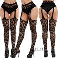 thumbnail image 1 of Sexy Fishnet Tights Women Lingerie Stockings wtih Garter Transparent Crotchless Pantyhose Thigh High Stocking Elastic Embroidery 1112 S-XXXXL, 1 of 6