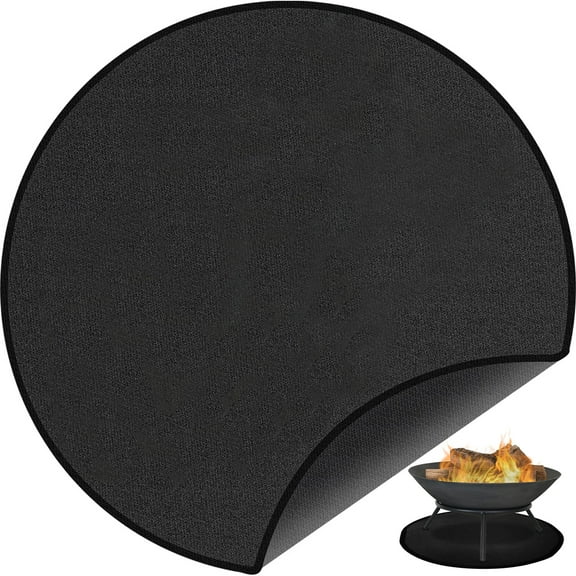 Fire Pit Mat Blcak Round Stove Fire Mat Fireproof 3-Layered Thicken Ember Mat Reusbable Grill Deck Protector Waterproof Grill Pad Mat Fire Pit Heat Pad for Outdoor BBQ Deck Floor Lawn 36Inch