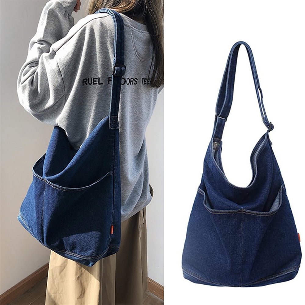 Blue Denim Mens Womens Side Bag Courier Bag Blue Jean Shoulder Bag Mes