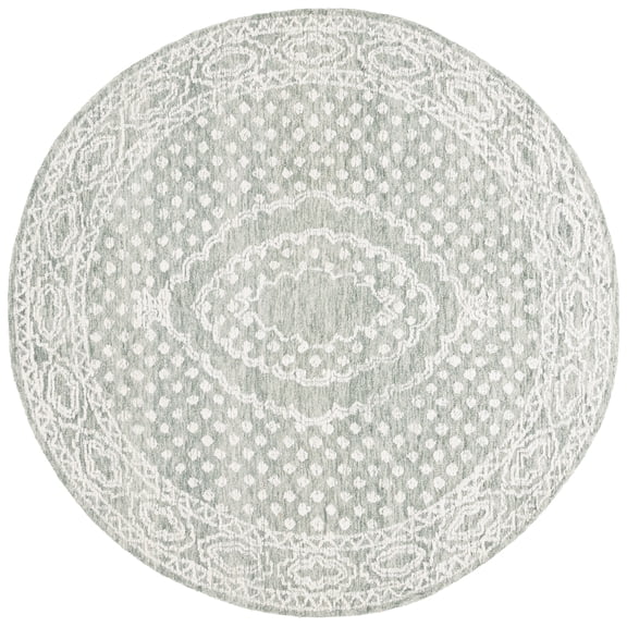 SAFAVIEH Ebony Aiden Bordered Area Rug, Ivory/Grey, 6' x 6' Round