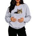 thumbnail image 3 of UDAUDU Womens Pet Pouch Hoodies with Pockets Oversized Pet Hoodies Casual Lightweight Dog Pouch Fall Winter Hooded Sweatshirt Gray S, 3 of 5