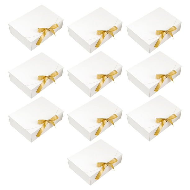Cajas de regalo de boda, cajas de papel para dulces con cinta, caja de regalo blanca para celebración, regalo de mesa, regalo del Día de San Valentín, 20cmx20cmx10cm