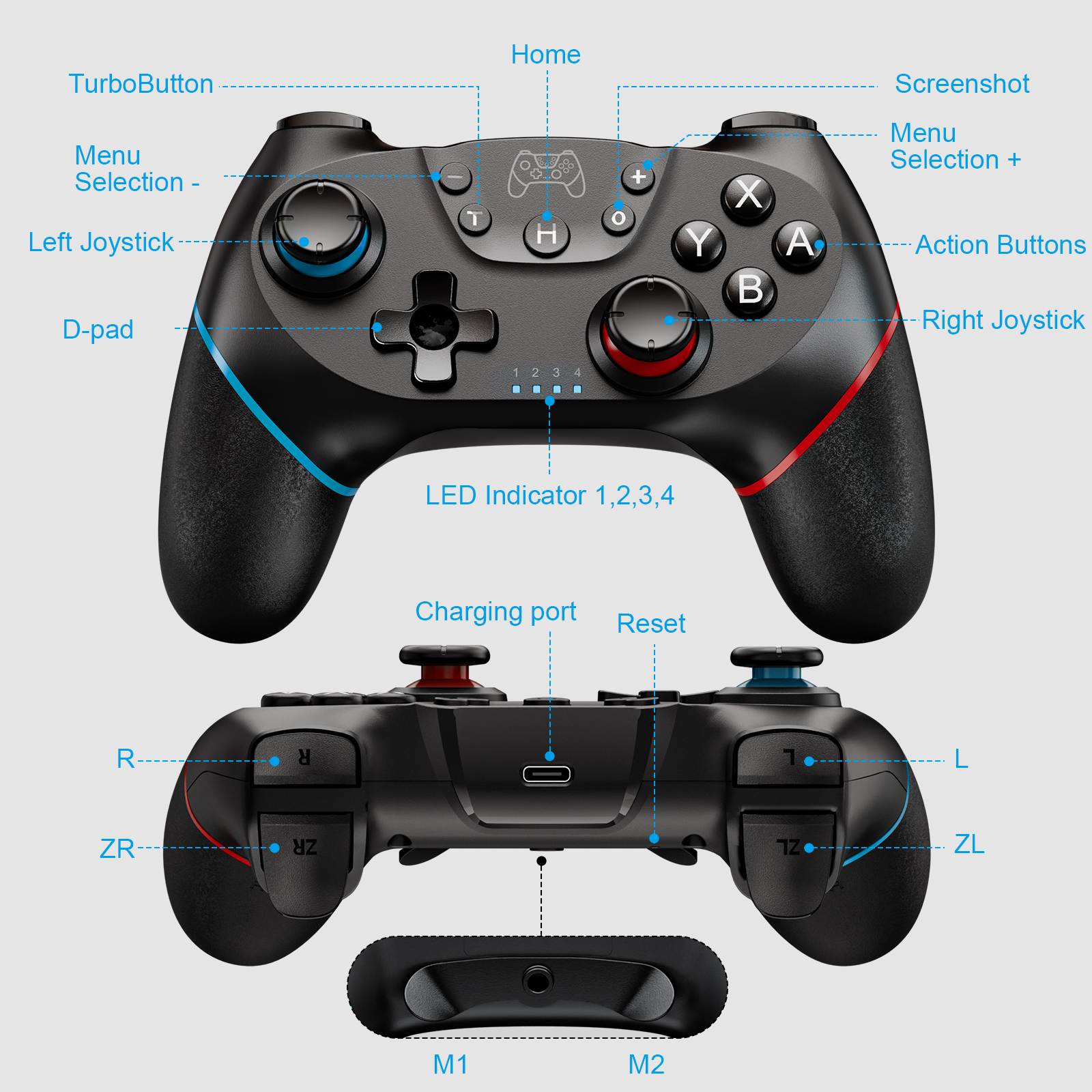 Fousixdi Wireless Controllers For Switch (2-Pack, Black) photo 6