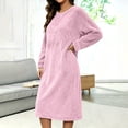 thumbnail image 7 of Frostluinai Women Fuzzy Fleece Nightgowns Plus Size Casual Long Sleeve Sherpa Knee Length House Dress Solid Winter Flannel Night Gown S-4XL, 7 of 7