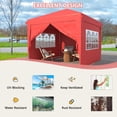 thumbnail image 3 of Instant Canopy 10x10 Pop Up Canopy Tent with 4 Sidewalls, Portable Shelter Enclosed Gazebo, Easy Set up Outdoor Sun Shade for Events, Parties and Camping Bonus 4 Ropes and 8 Stakes(Red), 3 of 5