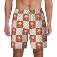thumbnail image 3 of Uemuo Brown Palms Pattern Mens Swim Trunks Quick Dry Board Shorts with Mesh Lining, Stretch Beach Shorts Quick Dry No-Chafing Board Shorts-X-Large, 3 of 9