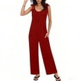 thumbnail image 2 of Sentmoon Womens Jumpsuits Sleeveless Crew Neck Women Rompers Summer Solid Color Pleated Regular Fit Pants Suits for Women Dressy for Work and Weekend S-2XL, 2 of 7