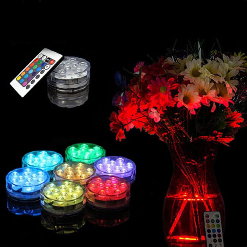 10 LED submersible Multi Color Waterproof Wedding Party Vase Base Light & Remote 