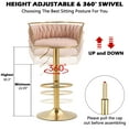 thumbnail image 2 of DREAMSIDEA Swivel Bar Stools Set of 4 Modern Velvet Upholstered High Back Adjustable Bar Chairs with Golden Footrest for Kitchen Counter Square Island,Pink, 2 of 5
