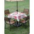 thumbnail image 4 of Outdoor Tablecloth with Umbrella Hole for Patio/Picnic/Party/Camping, Pink Watercolor Floral Waterproof Table Cloth Square Cover Washable, Spring Flower Abstract Art (60"x 60"), 4 of 8