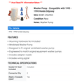 thumbnail image 2 of Washer Pump - Compatible with 1995 - 1998 Honda Odyssey 1996 1997, 2 of 2