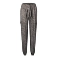 thumbnail image 4 of Fesfesfes Women Pant Leopard Print Legged Elastic Rope Pocket Decoration Casual Long Pants, 4 of 8
