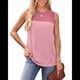 thumbnail image 3 of Camiseta Sin Mangas Informal de Verano con Cuello Redondo y Bloques de Color Rosa para Mujer S, 3 of 8