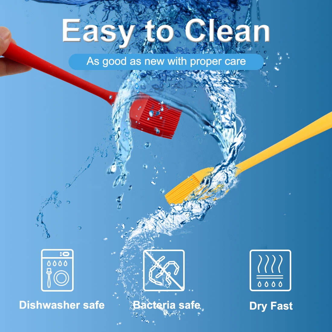 Unique Bargains 4 Pcs Silicone Brushes Heat Resistant Non-Stick Kitchen Cooking Essential