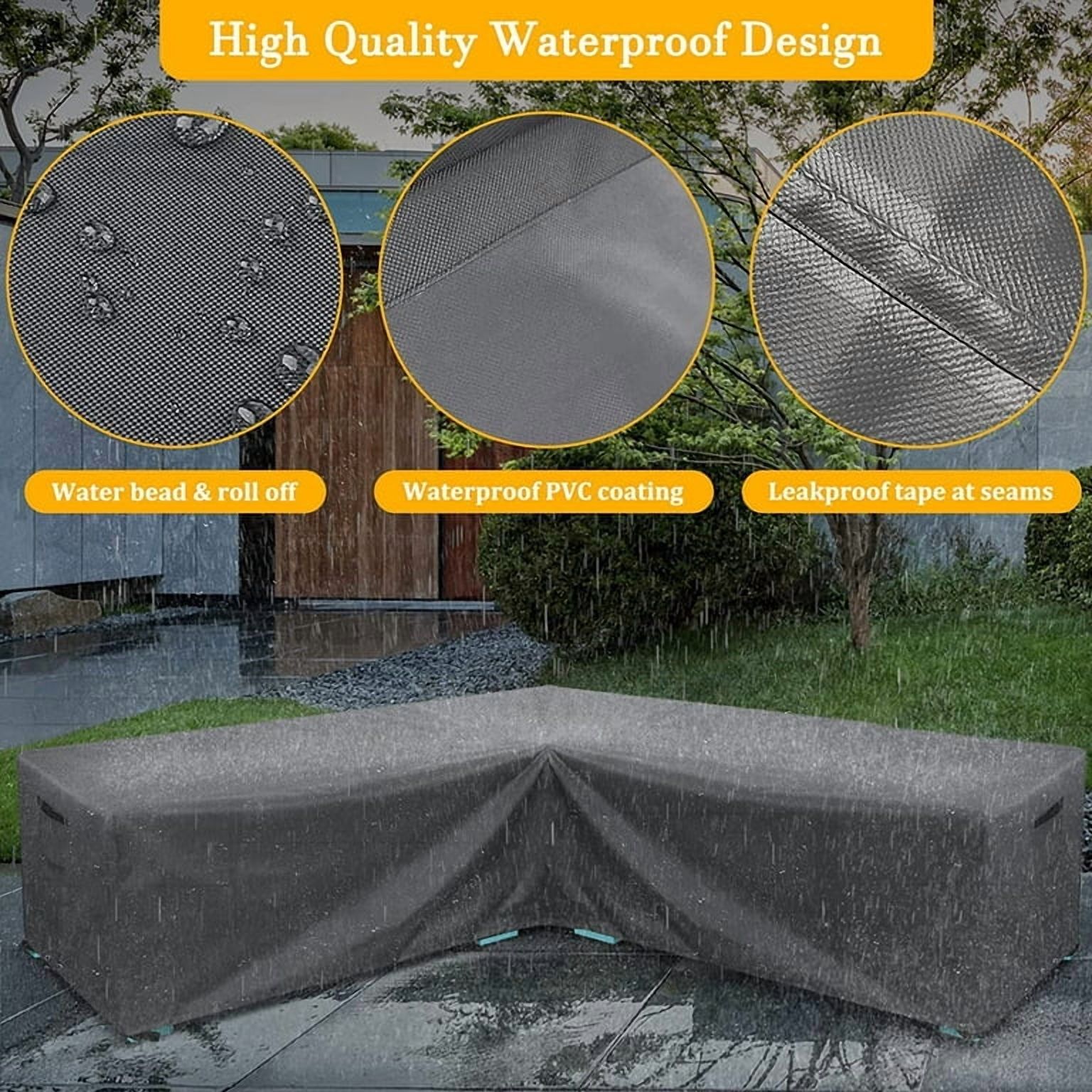 STARTWO Patio V-Shaped Furniture Sectional Sofa Cover Thickened 600D Heavy Duty Waterproof Outdoor Cover