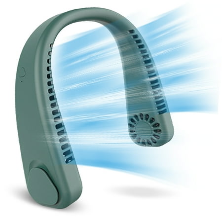 

Hanging neck fan portable lazy leafless hanging neck fan cooling mute outdoor sports portable USB charging gift F2-Hanging Neck Fan-Green