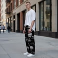 thumbnail image 6 of Men's pajama pants with a gothic skull pattern， soft home pajama pants， casual and comfortable loose fit pajama pants， elastic waistband， the ideal gift for birthdays and holidays., 6 of 10