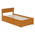 thumbnail image 2 of AFI Orlando Twin XL Wood Platform Bed with Footboard and Twin XL Trundle, Light Toffee, 2 of 16