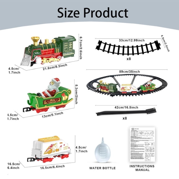 Clearance Christmas Tree Train Set with Light and Sound - 4-Car Battery Powered Track Toy for Kids