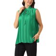 thumbnail image 4 of INSPIRE CHIC Summer Sleeveless Business Casual Tank Top for Women's Spring Work Tie Neckline Pleaed Blouse XS Green, 4 of 6