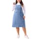 thumbnail image 2 of Falda de mezclilla para mujer de tallas grandes Agnes Orinda, con tirantes de tirantes, estilo desgastado, vestido de mezclilla 2X azul claro, 2 of 5