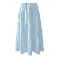 thumbnail image 3 of Women's Fashion Elastic Waist Tie Belt Loose A-Line Skirt - Polyester - S-XXL Sizes, 3 of 5
