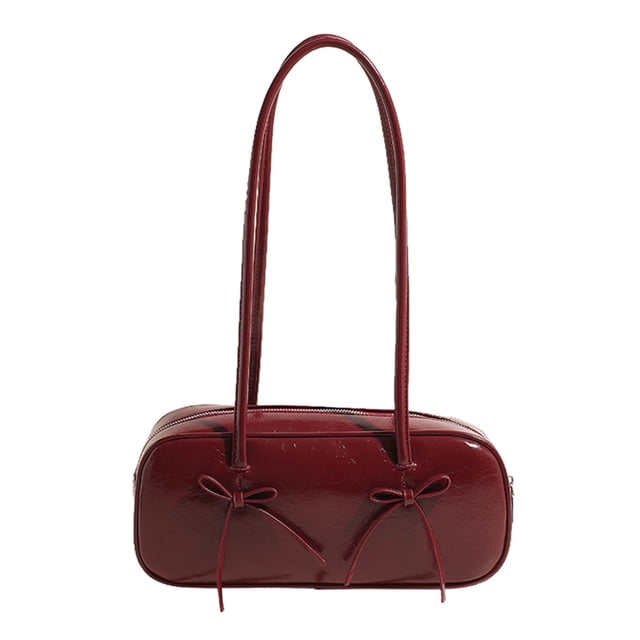 Bolso Mano Con Lazo para Mujer Hombro PU Color Sólido Hobo Elegante Gran Capacidad