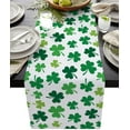 thumbnail image 1 of St Patrick's Day Green Shamrocks Clover Table Runners Cotton Linen Non-Slip Rectangle Dresser Scarves for Spring Party Holiday Kitchen Dining Banquet/Family Gathering Home Decor,14" x 72" long, 1 of 7