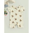 thumbnail image 2 of nvzhuang Baby Boy Girls Summer Jumpsuit Casual Bear Print Round Neck Short Sleeve Romper for Toddler Newborn, 2 of 7