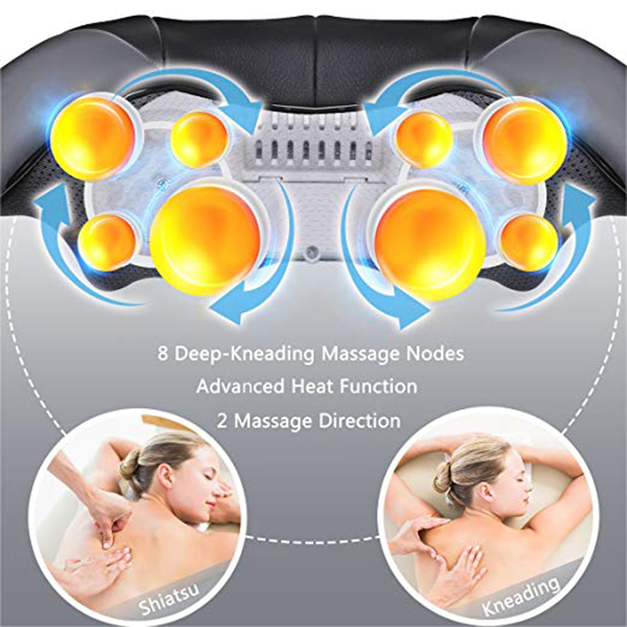 Rechargeable Back and Neck Massager with Heat Deep Tissue Kneading Shi –  HOMEKOKO