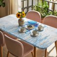 thumbnail image 3 of Blue Octopus Coastal Table Cloths for 4 Foot Rectangle Tables, Coral Summer Beach Nautical Ocean Blue Patio Waterproof Elastic Fitted Tablecloths, Washable Rectangular Table Cover for Camping, 3 of 8