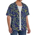 thumbnail image 4 of Xecao offers the Uncaria Flower for Men's Casual Short-sleeved Shirt, a button-up collared shirt with a pocket, perfect for beach vacations and yacht travel in the X-Large size., 4 of 7