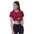 thumbnail image 1 of Moomaya Haut Court Noué devant pour Femmes Manches Courtes Col Rond Tee-Shirt Noué, 1 of 7
