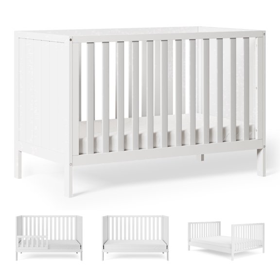 HARPPA 5-in-1 Convertible Baby Crib for Infant to Toddler, White